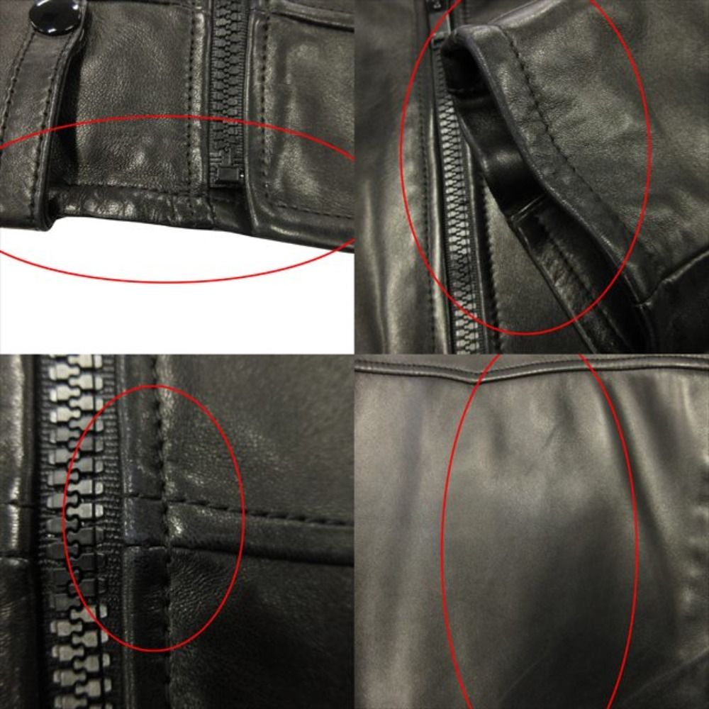 Saint Laurent Paris Studs All Black Double Rider Jacket Motorcycle Leather 52
