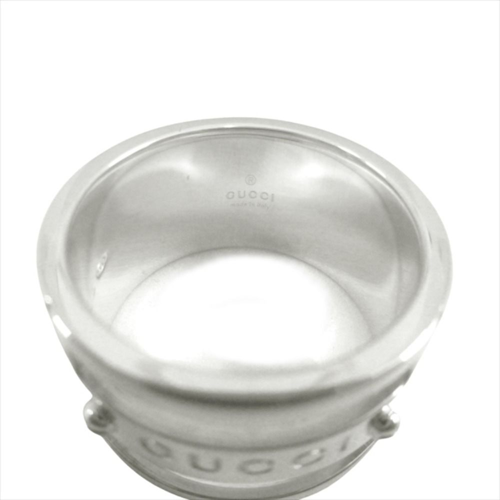 Gucci Polished Logo Vis Ring Wide Silver