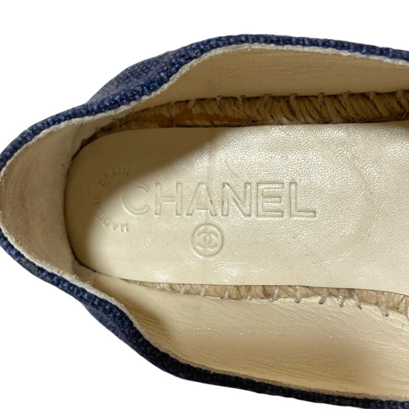 Chanel 14c CC Logo Espadrilles 35 22.5 cm Navy