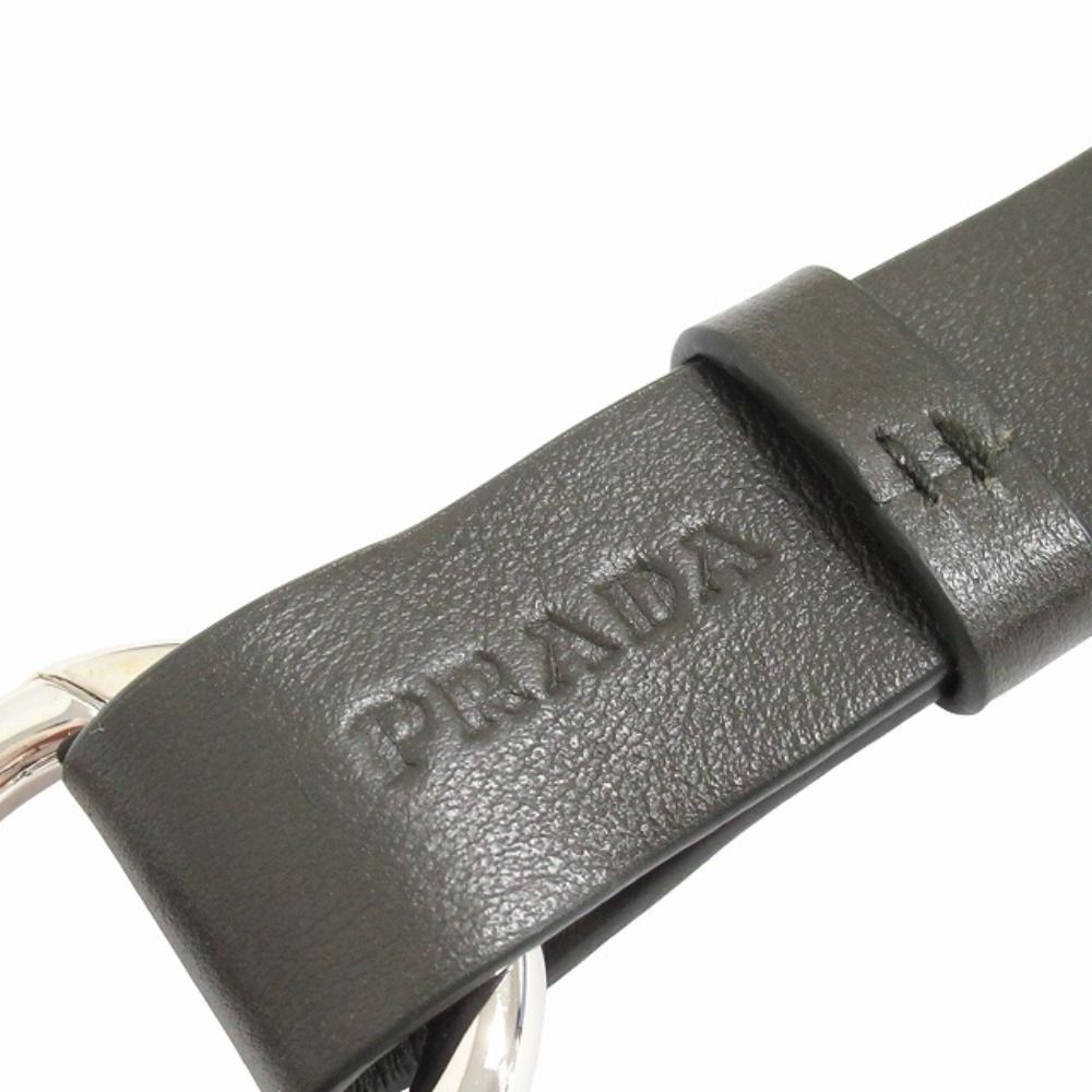 Prada Cow Leather Key Holder Key Strap Carabiner Khaki