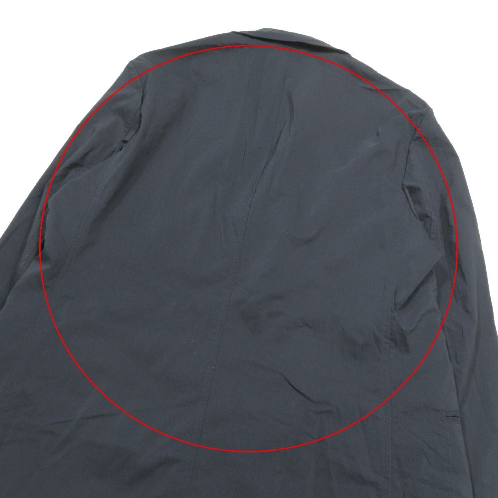 Hermes Nylon Stretch Tailored Jacket Black Leather No Vent 52 Navy