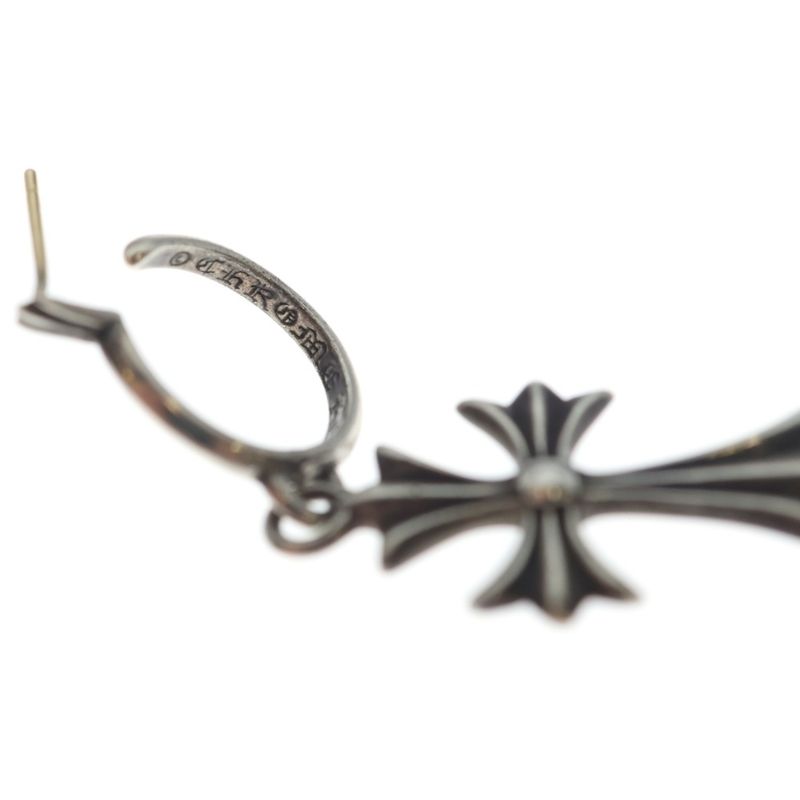 Chrome Hearts Tiny CH Cross Hoop Earrings Silver
