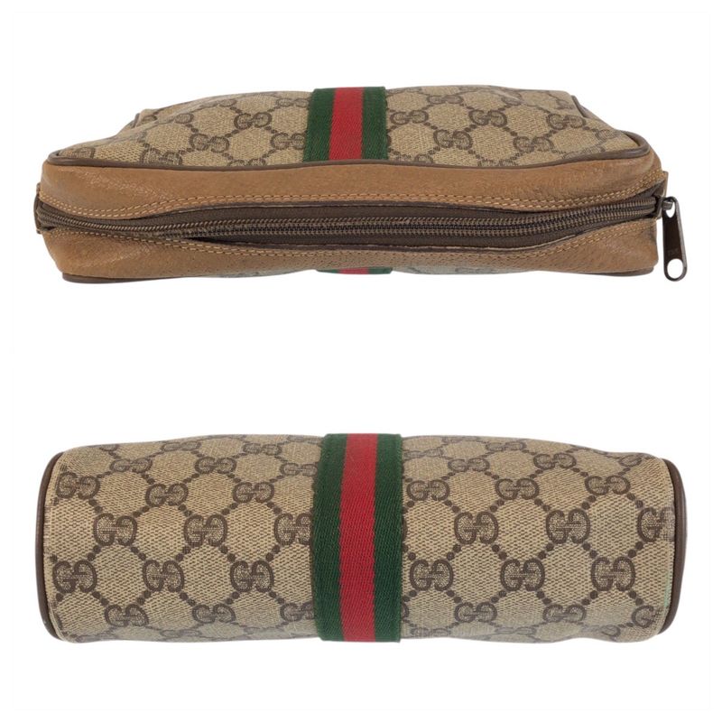 Gucci Vintage Sherry Line Beige GG Supreme Canvas Clutch