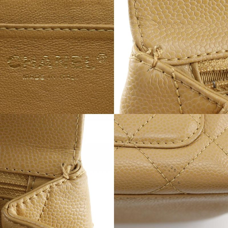 Chanel Top Handle Bag Quilted Caviar Leather Beige Handbag