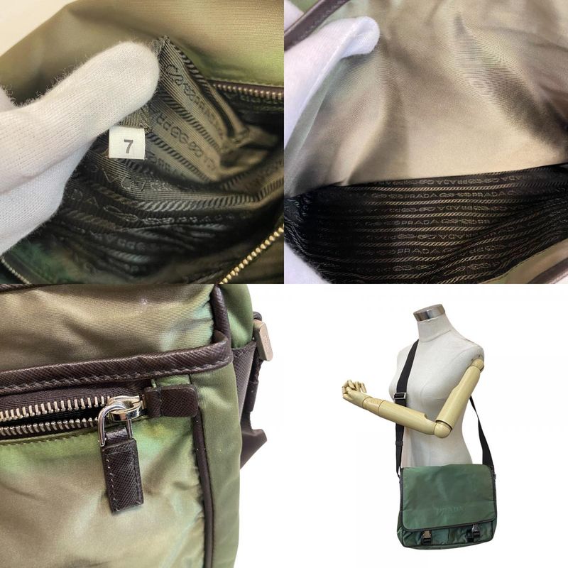 Prada Messenger Bag Crossbody Logo Triangle Plate Nylon Car Key