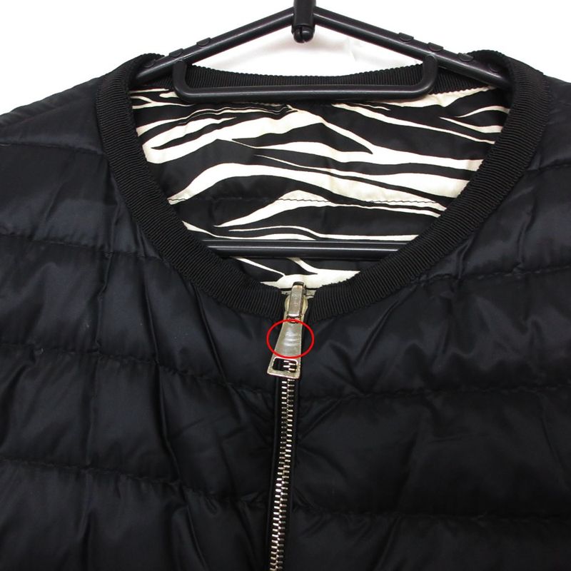 Moncler Down Jacket Miel Giubbotto Reversible Zip Up Zebra Pattern Black