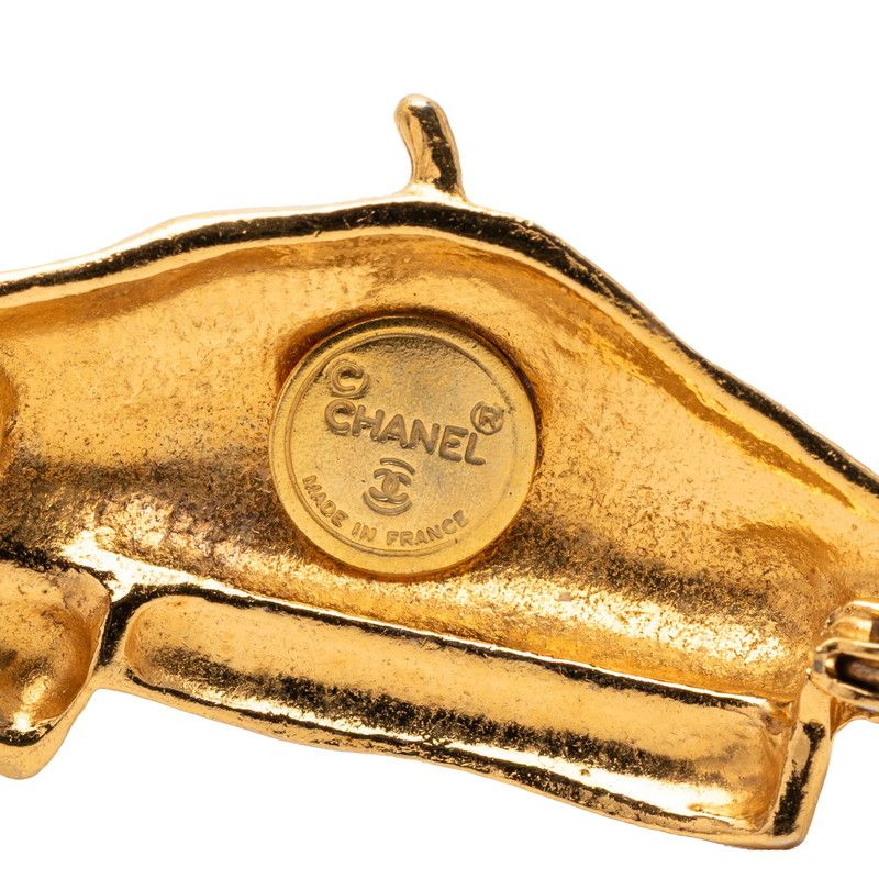 Chanel Vintage Beret Hat Ribbon Motif Brooch Gold Plated