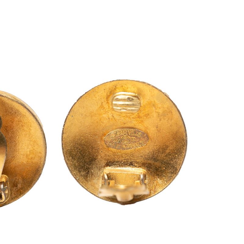 Chanel CC Logo Earrings Gold Plated