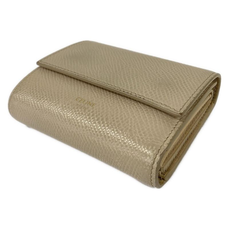 Celine Trifold Wallet Small Ivory Leather