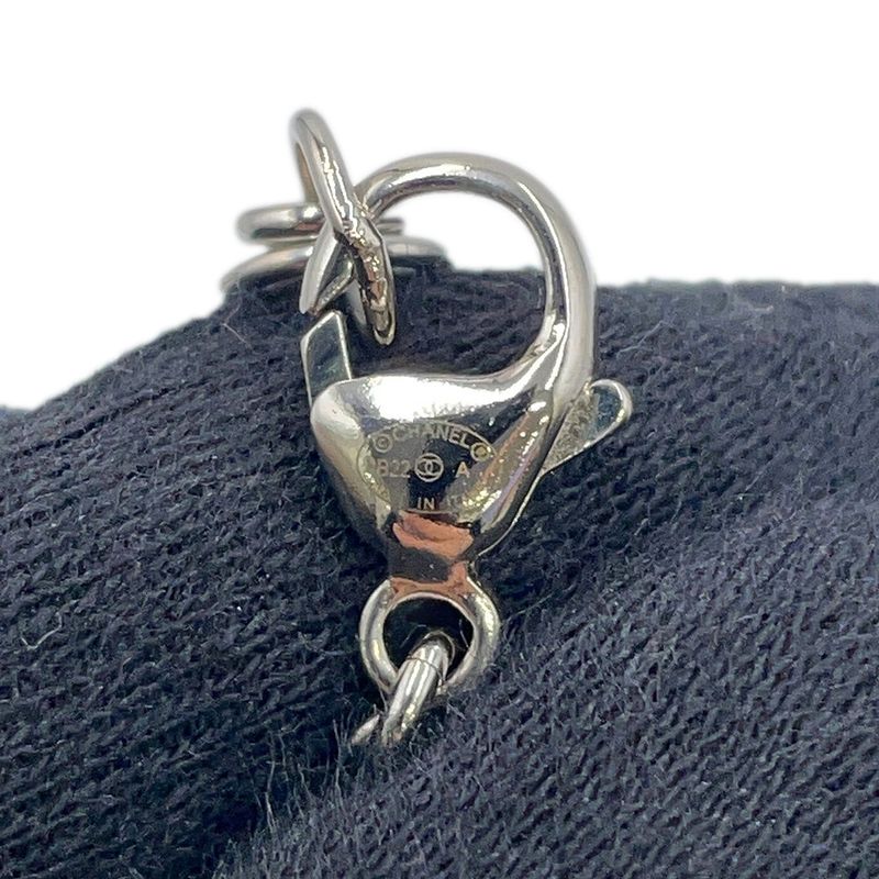 Chanel Necklace CC Logo Line Stone Faux Pearl