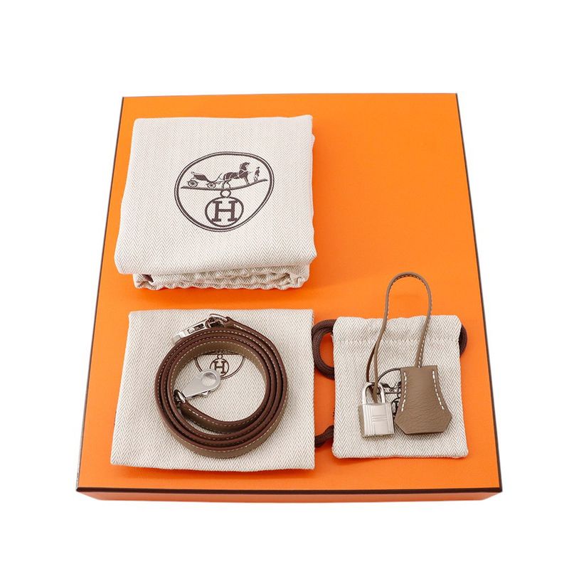 Hermes Handbag Kelly 25 Retourne Etoupe Silver Togo 2-Way