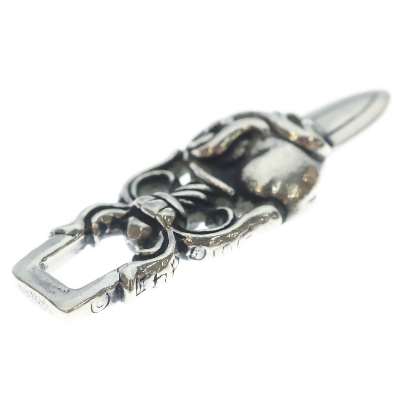 Chrome Hearts Dagger Heart Daga Pendant Top Silver