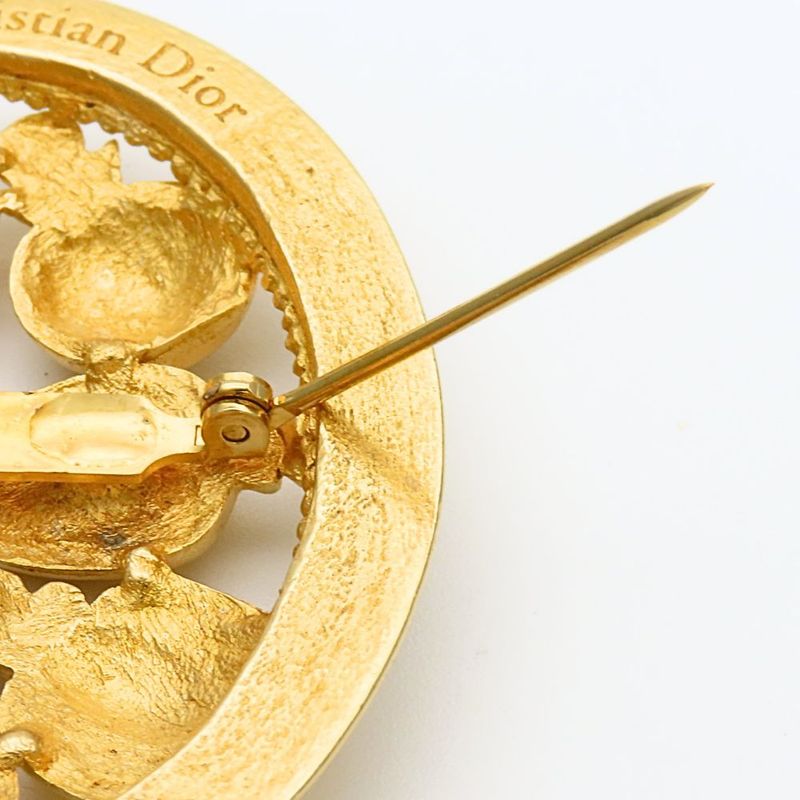 Dior Brooch Metal Gold Parfums Perfume Motif