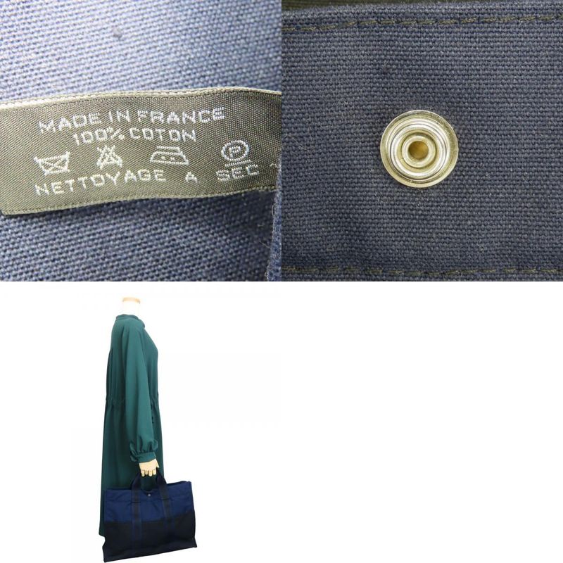 Hermes Tote Fourre Tout MM Canvas Navy Black Everyday Use