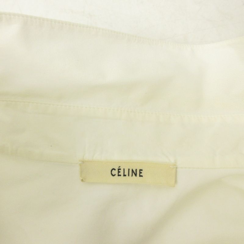 Celine Phoebe Philo Era Tuxedo Shirt Blouse Gathered White 40