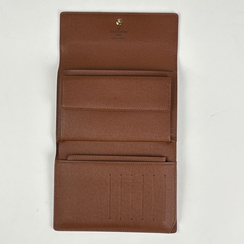 Louis Vuitton Porte Tresor Etui Papiers Trifold Wallet Monogram Brown Handbag