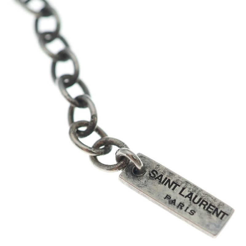 Saint Laurent Paris Chain Necklace Medal Pendant Silver