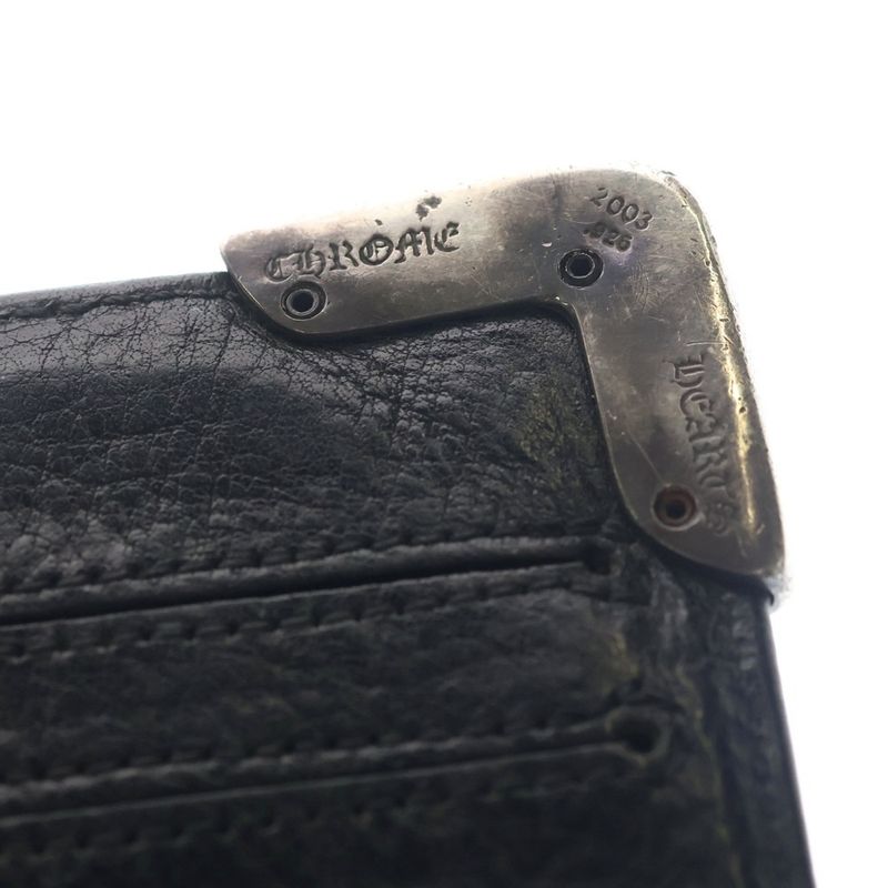 Chrome Hearts Lng Sngl Fld Tips Single Fold Leather Wallet Black