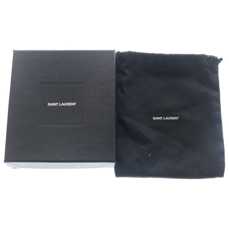 Saint Laurent Yves Cassandra Logo Leather Card Case Black
