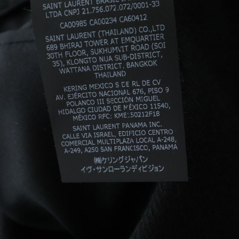 Saint Laurent Paris Silk Metal Button Double Breasted Middle Coat Black