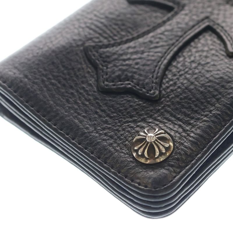 Chrome Hearts Cross Patch 1 Zip Button Leather Wallet with