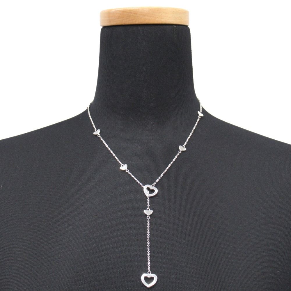 Tiffany & Co Polished Heart Link Lariat Necklace Silver
