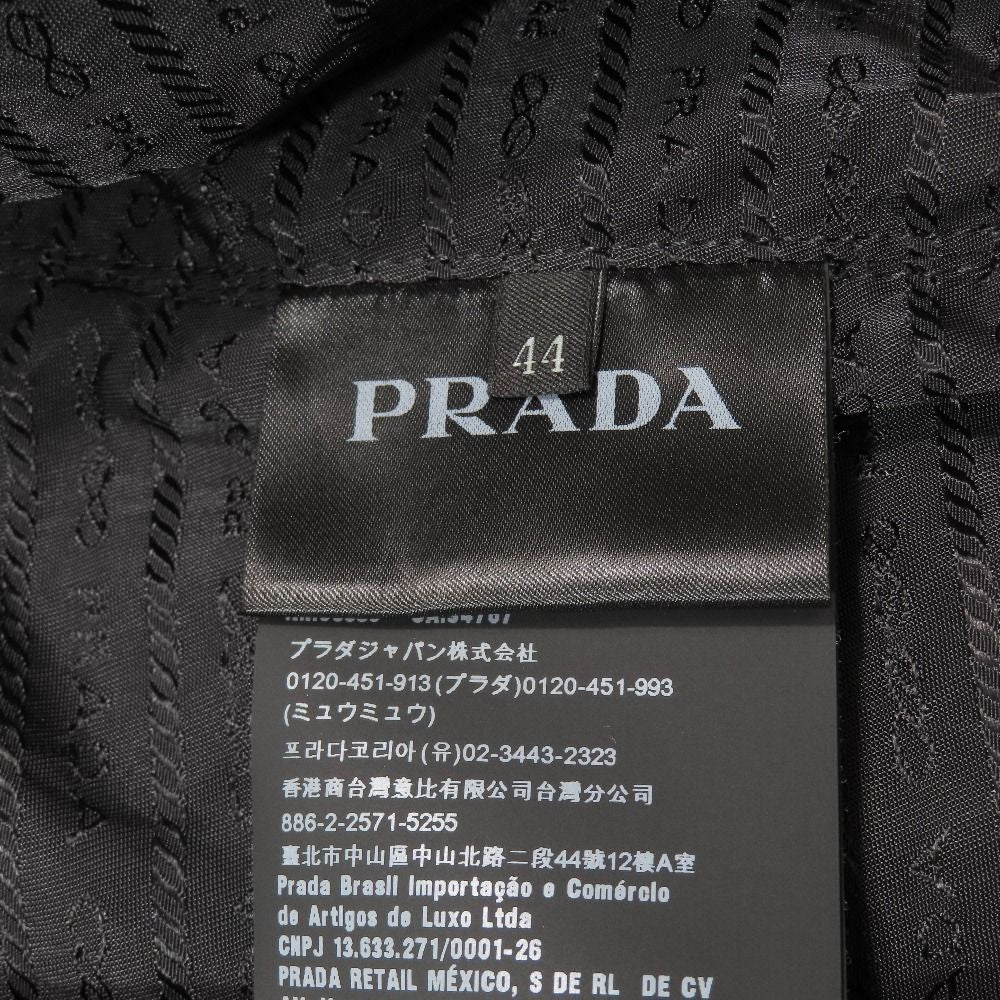 Prada Nylon Quilted Vest Jacket Zip Up Triangle Logo Plate 44 Black