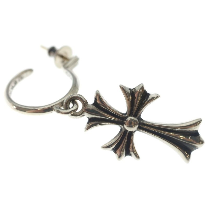 Chrome Hearts Tiny CH Cross Hoop Earrings Silver