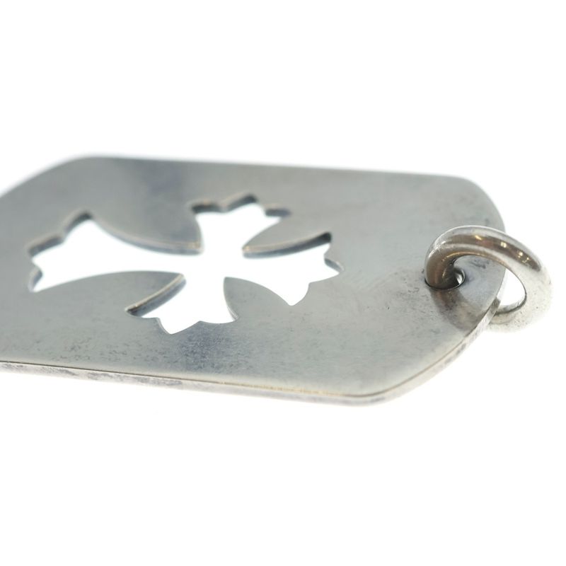 Chrome Hearts D Tag Lrg CO Crs Cutout Cross Large Dog Tag Necklace Top