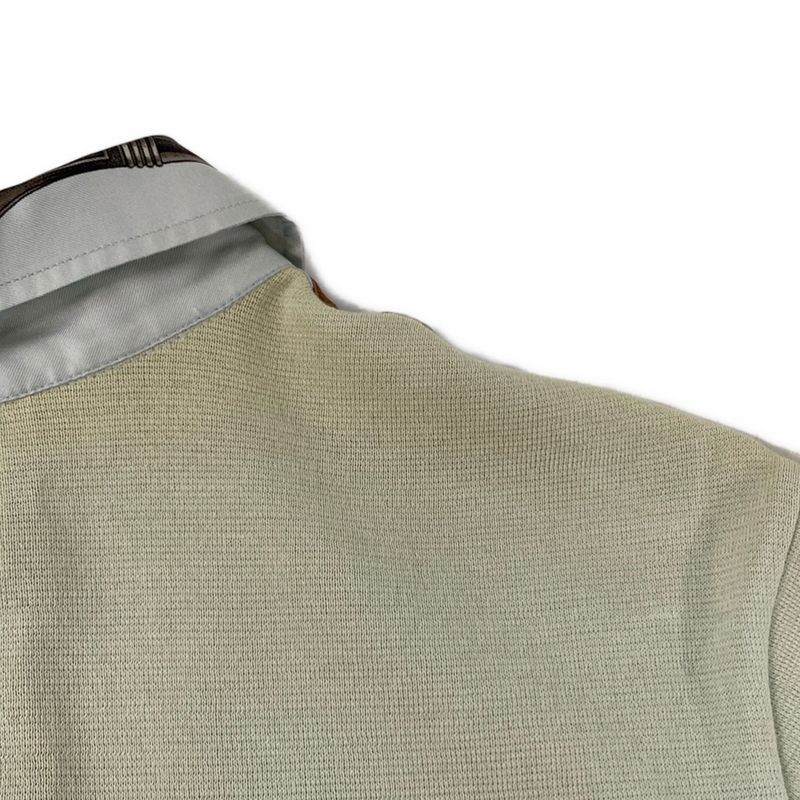 Hermes Short Sleeve Polo Shirt M Light Blue Light Green Silk Knit