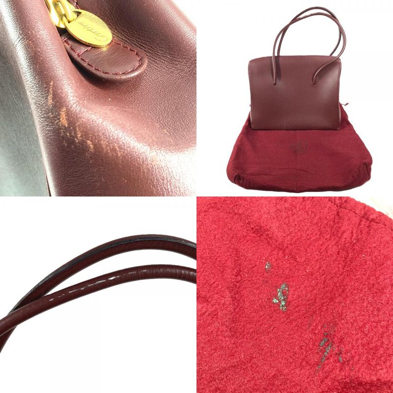 Cartier Shoulder Bag Must Have Line Logo Leather Wine Red