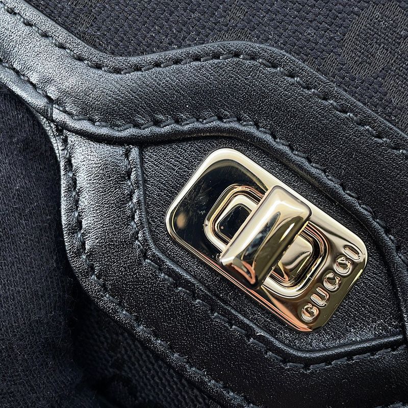 Gucci Shoulder Bag le Che GG Canvas Leather Black
