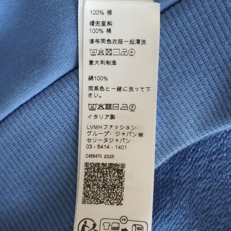 Celine Loose Hoodie Cotton Fleece Sweatshirt Pullover Blue