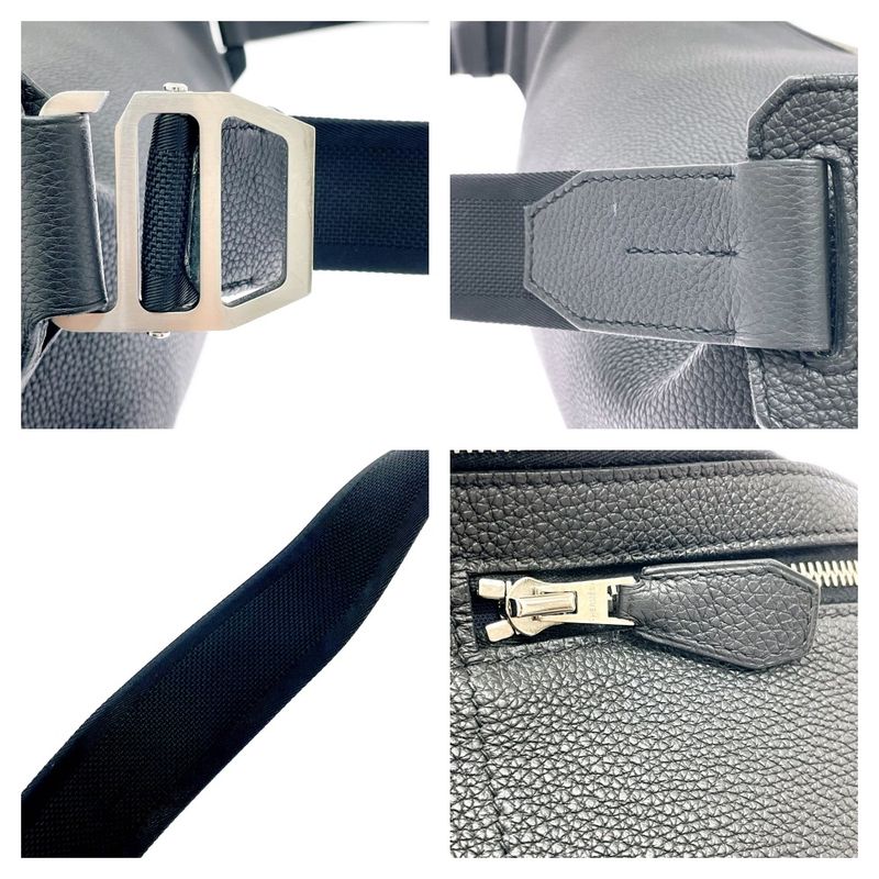 Hermes Color City Slide Cross GM Silver Black Belt Bag