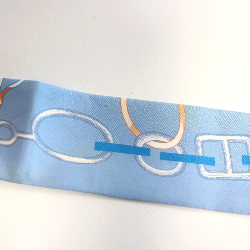 Hermes Twilly Dre Buckle Silk Blue Scarf