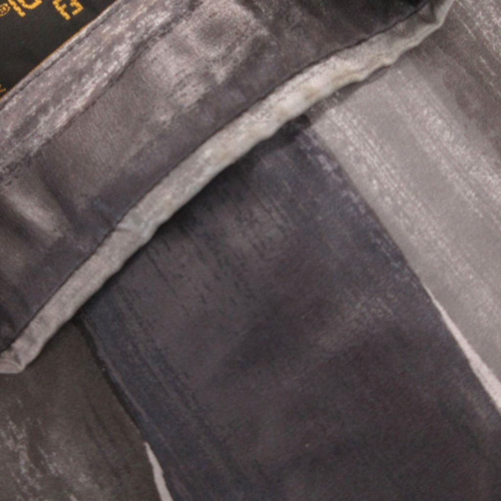 Fendi Shirt Blouse All Over Pattern Glossy Silk Long Sleeve 38 Gray
