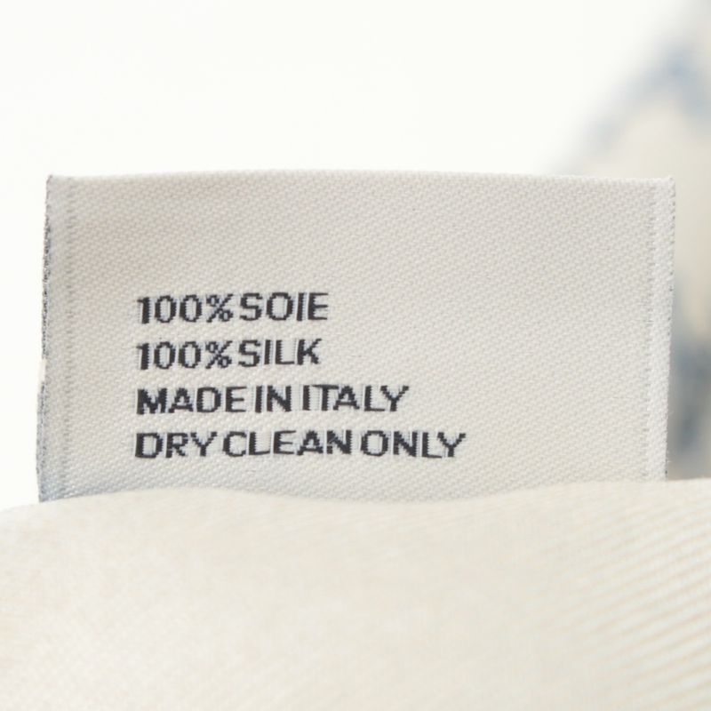 Celine Silk Triomphe Logo Chain Pattern Large Scarf Ivory Blue