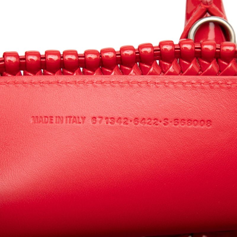 Balenciaga Bistro XS Basket Shoulder Bag 2-Way Red Patent Leather