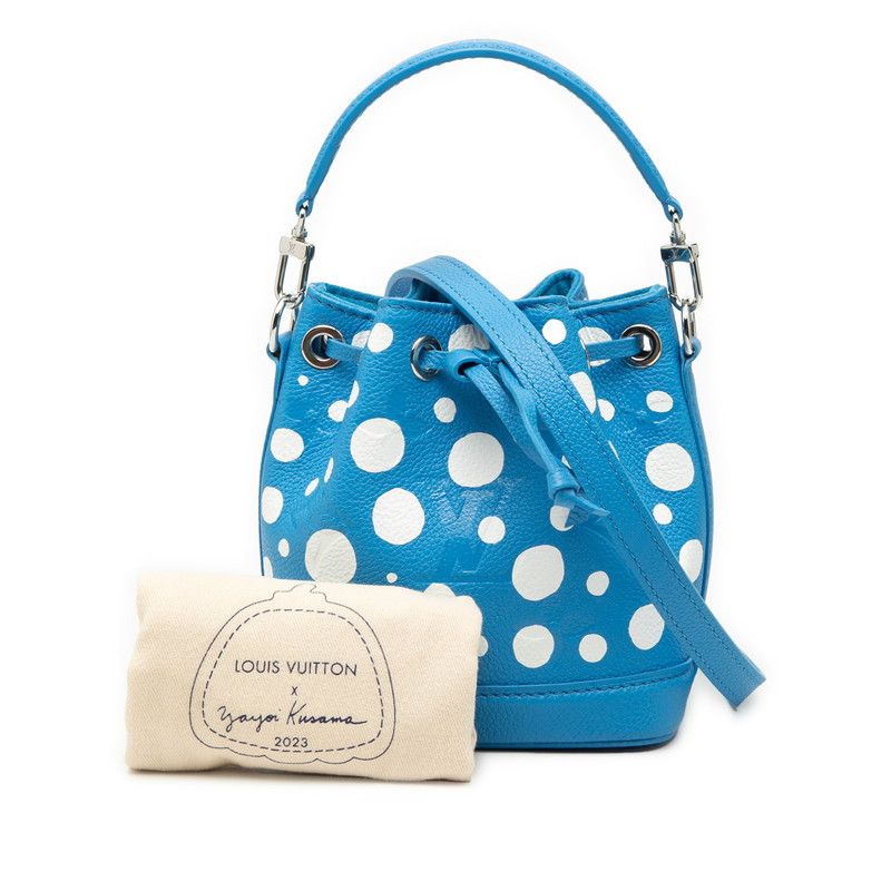 Louis Vuitton Monogram Empreinte Nano Noe 2-Way Shoulder Bag Blue White Leather