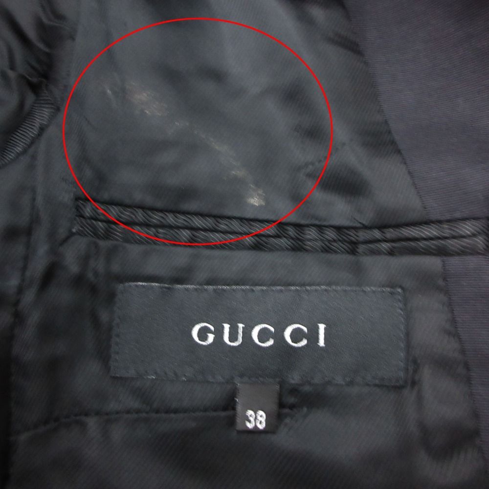 Gucci Suit Set Era Peak Lapel Straight Pants Gold Dark Navy
