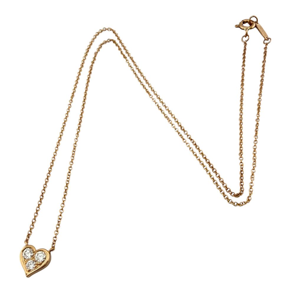 Tiffany & Co Sentimental Heart Necklace 18k Pink Gold Diamond