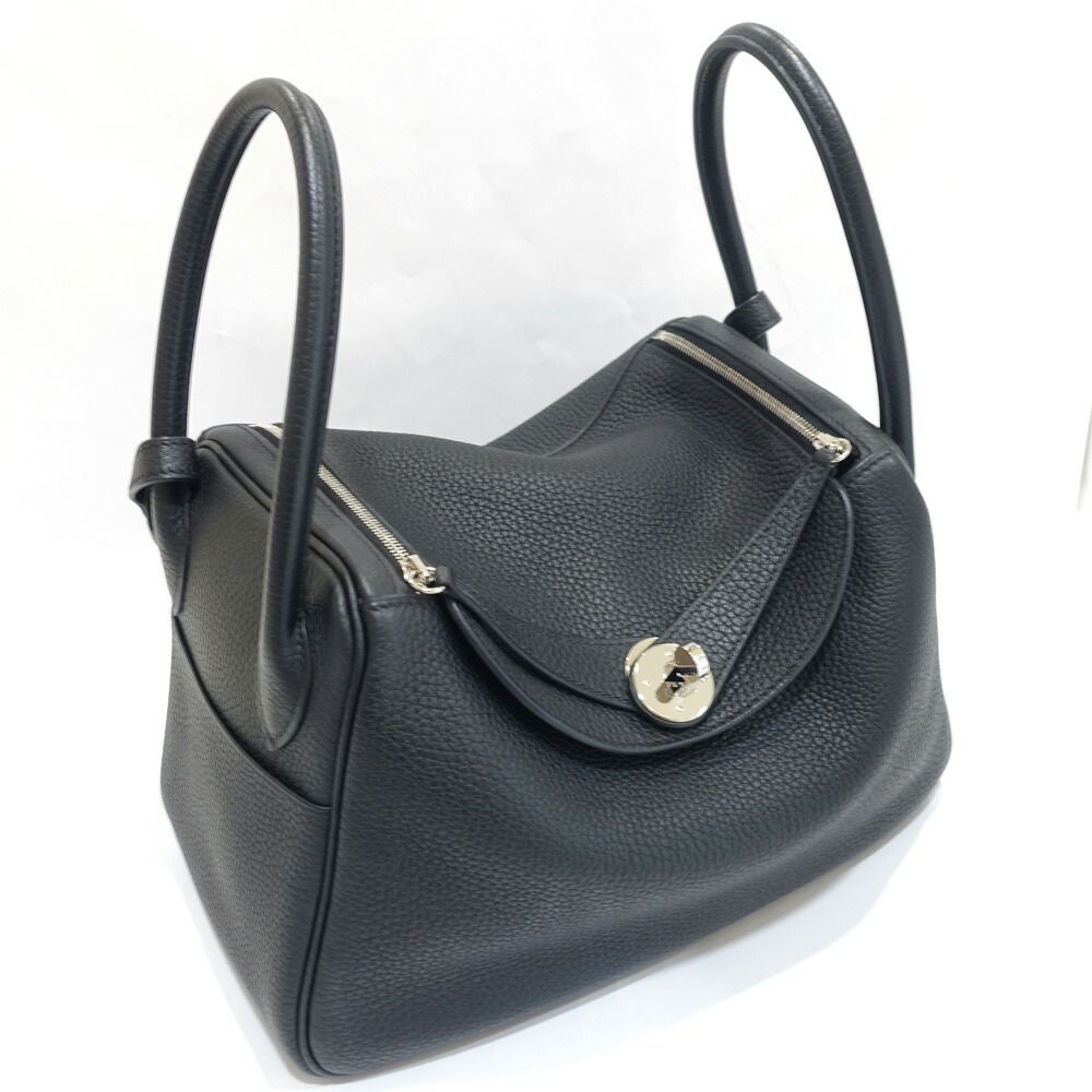 Hermes Lindy 26 Handbag Taurillon Clemence Black Silver