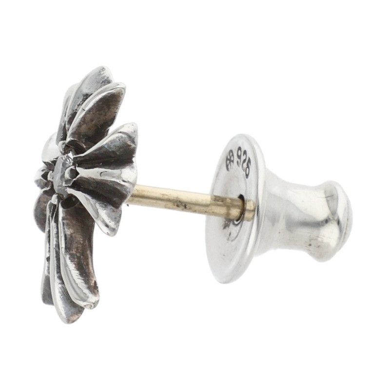 Chrome Hearts No2 CH Crs Dia CH Cross Stud 1 Diamond Silver Earrings