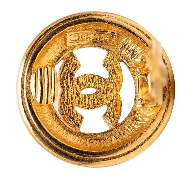 Chanel CC Logo Vintage Earrings Gold Plated