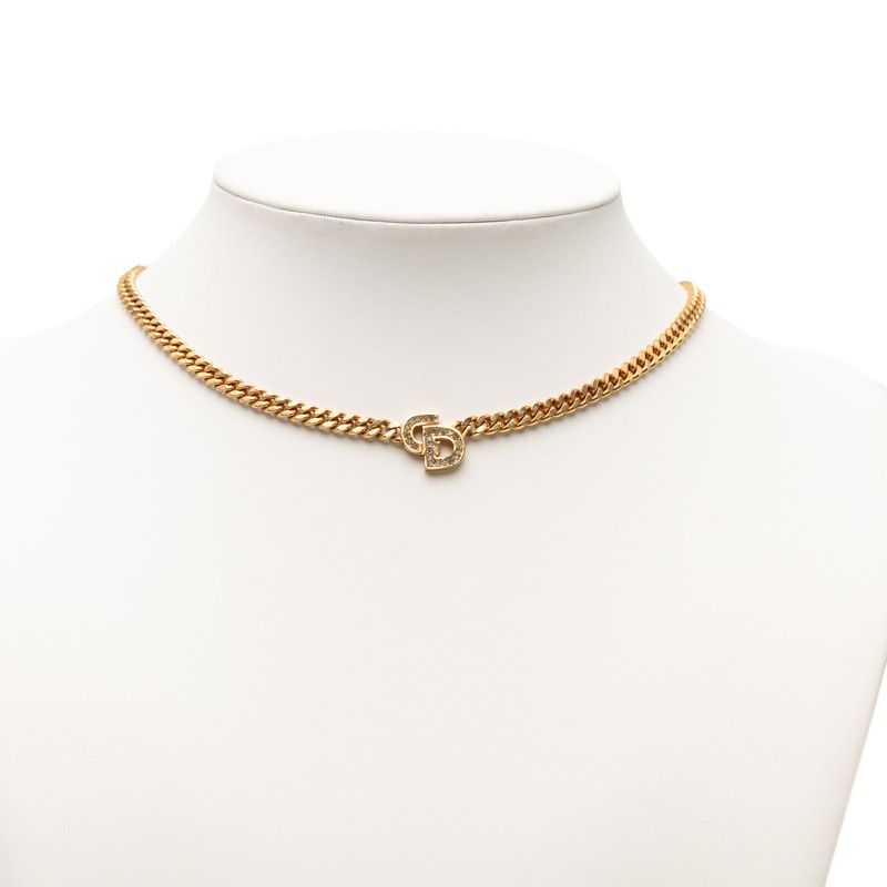Dior Cdlogo Line Stone Necklace Gold Plated