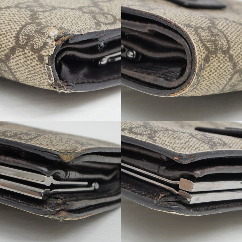 Gucci Clasp Fold Wallet GG Supreme Brown Bifold