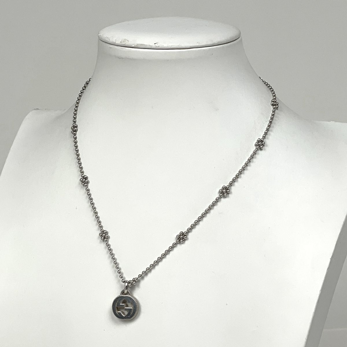 Gucci Interlocking Necklace Round 925 Sterling Silver