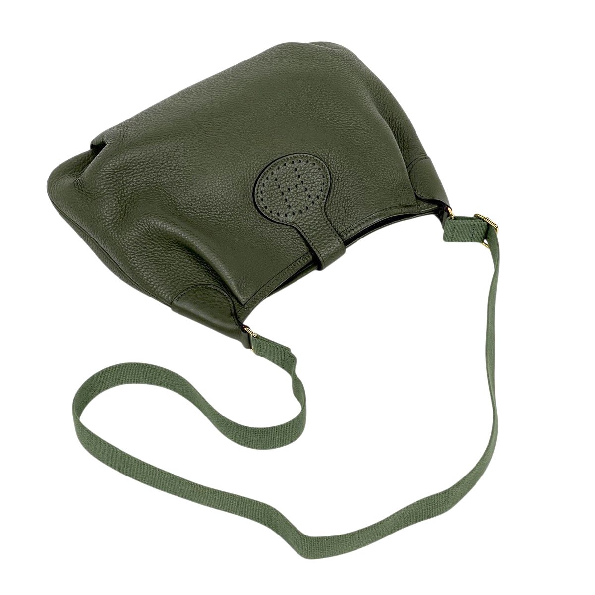 Hermes Rodeo de Logo Shoulder Bag Taurillon Clemence Moss Green