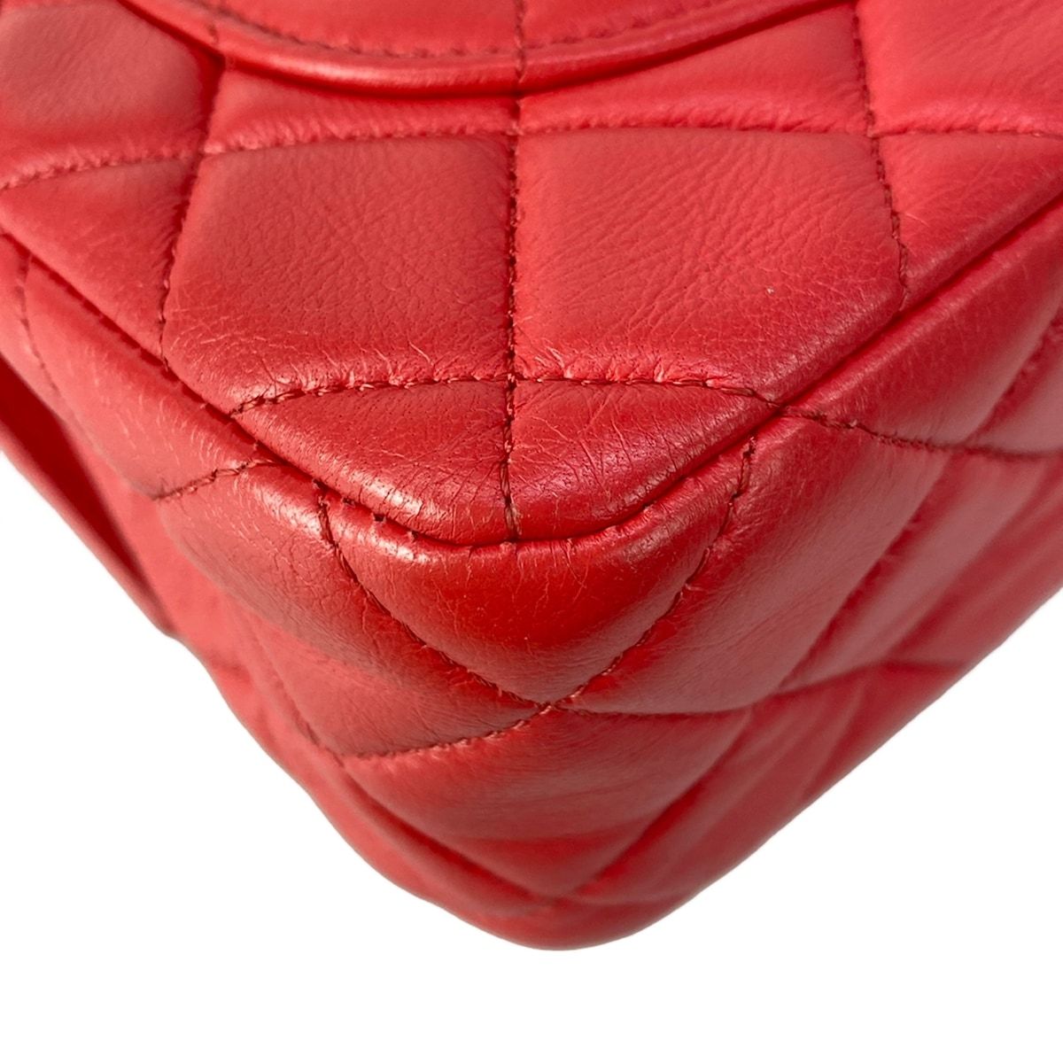 Chanel Shoulder Bag Mini Quilted Red Chain Gold Metal