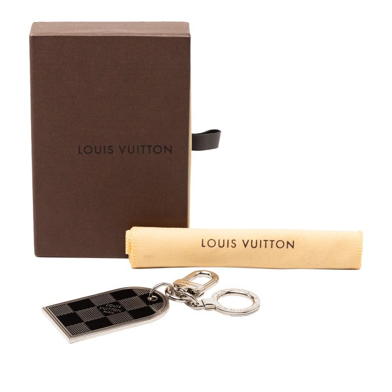 Louis Vuitton Damier Porte Cles a Dos Bag Charm Key Holder Silver Black Metal 1